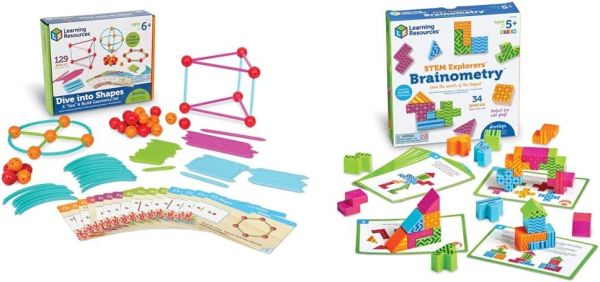 Обучающий набор Learning Resources Погружение в геометрию + Ментал блокс. Мини