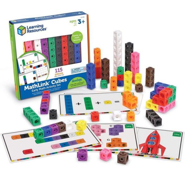 Набор Соединяющиеся кубики с карточками Академия математики от 3 лет Learning Resources