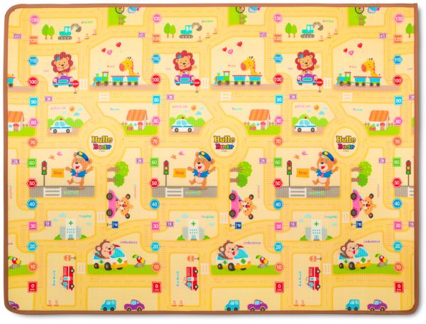 Детский коврик двусторонний Parklon Prime Living Котики и Веселый город, 200x150x1.0 см