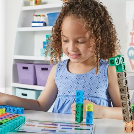 Развивающий набор Соединяющиеся кубики Дино-тайм с карточками Learning Resources