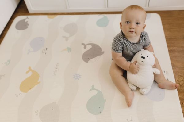 Детский коврик двусторонний Parklon Pure Soft Дороги и Киты, 190x130x1.2 см