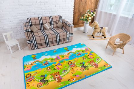 Детский коврик двусторонний Parklon Prime Living Мишка на каникулах и Дороги, 200x180x1.0 см