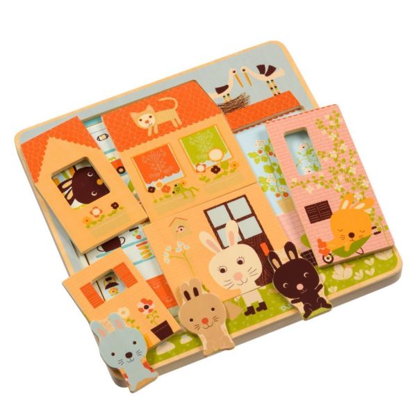 Трехслойный деревянный пазл Дом зайцев Djeco