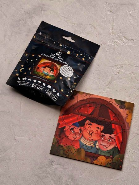 Деревянный пазл Три поросенка Mr. Puzz