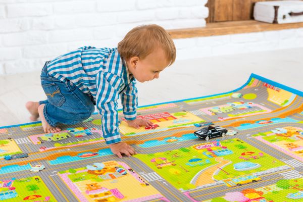 Детский коврик двусторонний Parklon Prime Living Мишка на каникулах и Дороги, 200x180x1.0 см