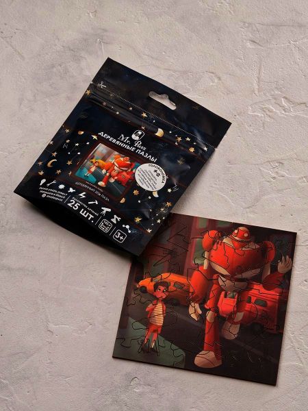 Деревянный пазл Тим и робот Айбо Mr. Puzz Деревянный пазл Тим и робот Айбо Mr. Puzz