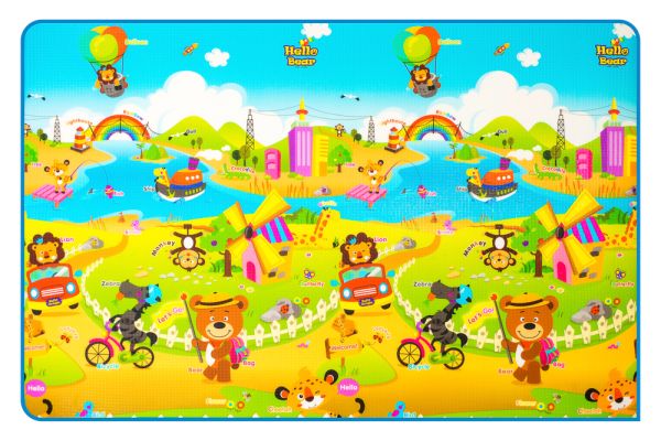 Детский коврик двусторонний Parklon Prime Living Мишка на каникулах и Дороги, 200x180x1.0 см