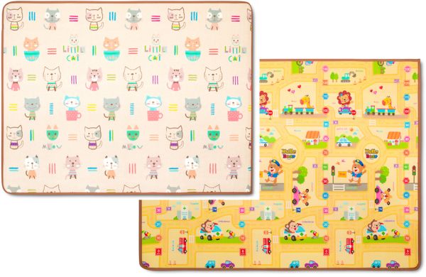 Детский коврик двусторонний Parklon Prime Living Котики и Веселый город, 200x150x1.0 см