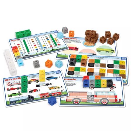 Развивающий набор Соединяющиеся кубики Машинки с карточками Learning Resources