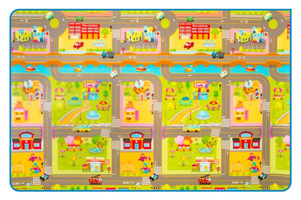 Детский коврик двусторонний Parklon Prime Living Мишка на каникулах и Дороги, 200x180x1.0 см