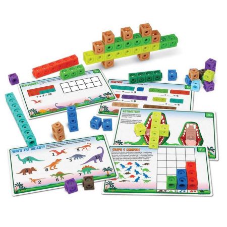 Развивающий набор Соединяющиеся кубики Дино-тайм с карточками Learning Resources