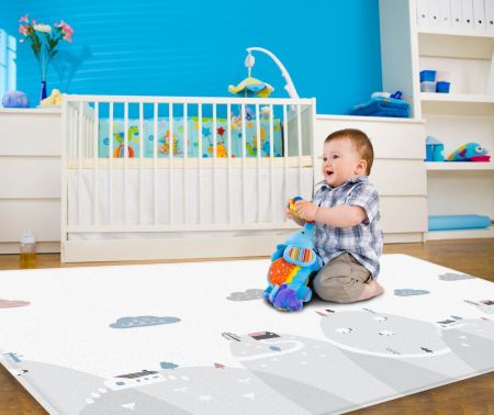 Детский коврик двусторонний Parklon Pure Soft Монстера/Холмы, 190x130x1.2 см
