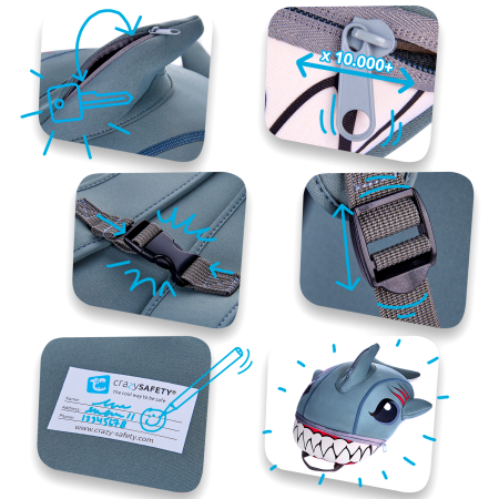 Рюкзак детский Crazy Safety Grey Shark (серая акула)